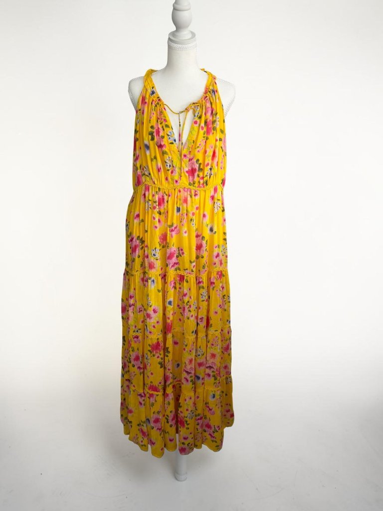 Pq X Anthropologie Yellow Floral Maxi Dress Size M / L